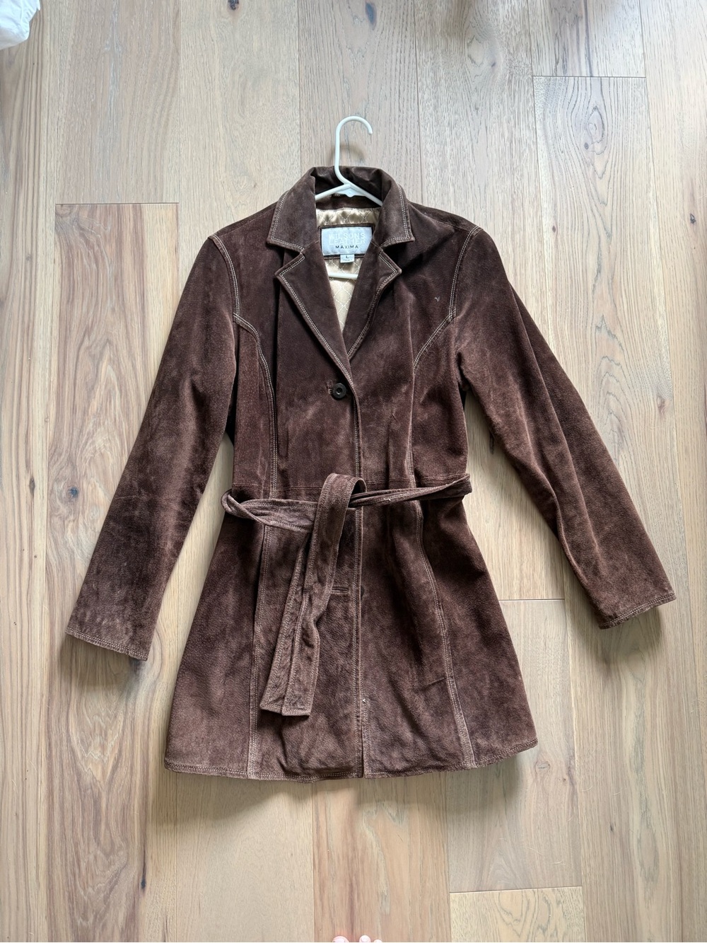 Wilsons Leather Brown Suede Belted Trench Coat - Women's